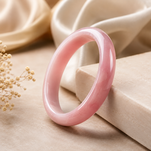 Blush Pink Gemstone Bangle Bracelet