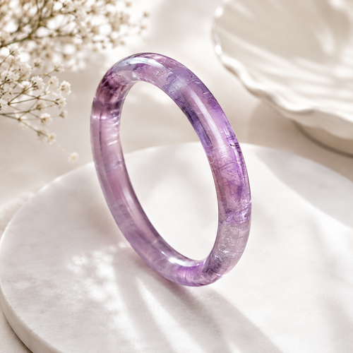 Transparent Lavender Gemstone Bangle Bracelet