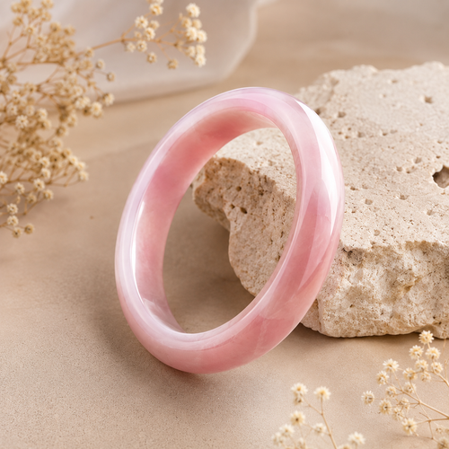 Blush Pink Gemstone Bangle Bracelet