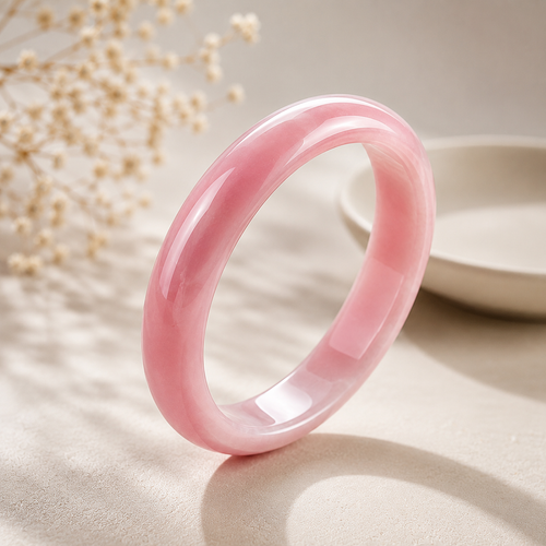 Blush Pink Gemstone Bangle Bracelet
