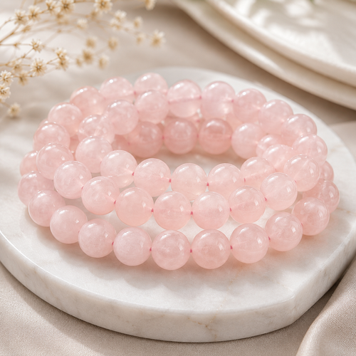 Blush Pink Gemstone Beaded Bracelet