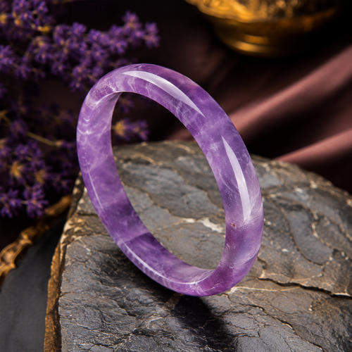 Lilac Purple Gemstone Bangle Bracelet