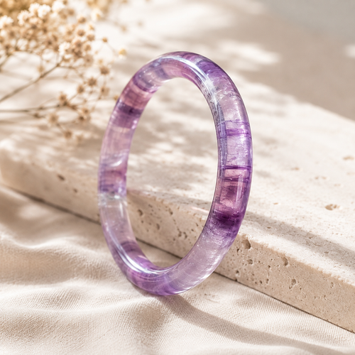 Transparent Lavender Gemstone Bangle Bracelet