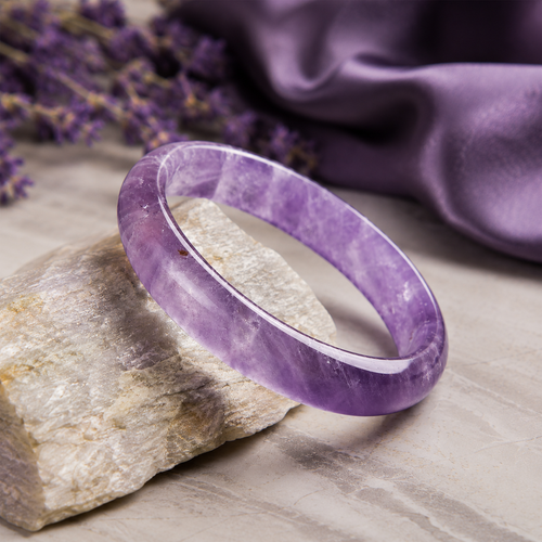 Lilac Purple Gemstone Bangle Bracelet
