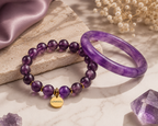 Amethyst Bangle & Beaded Bracelet Set
