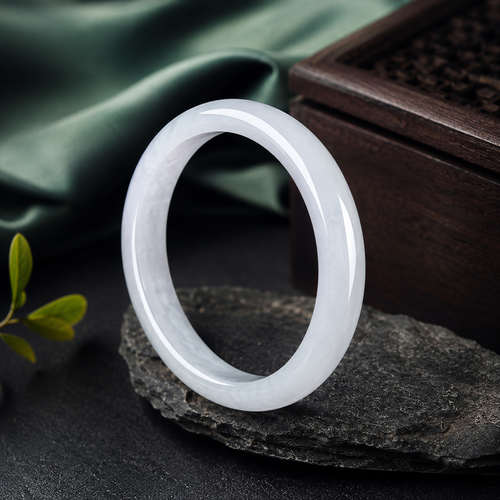 Milky White Gemstone Bangle Bracelet