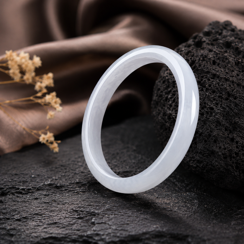 Milky White Gemstone Bangle Bracelet