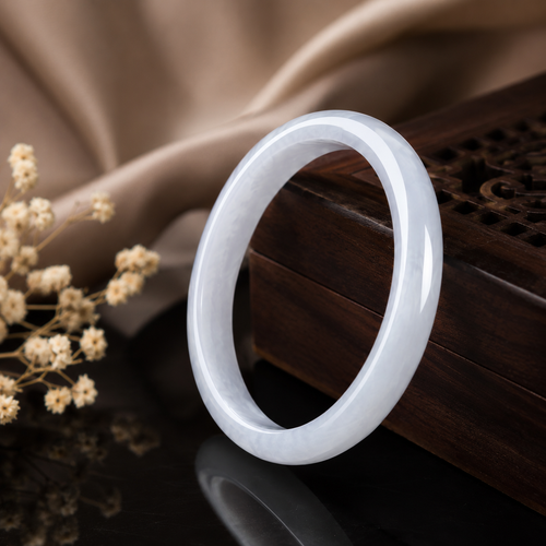 Milky White Gemstone Bangle Bracelet